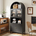 AECOJOY 73" Kitchen Pantry, Metal Arched Cabinet with Glass Door & Adjustable Shelves