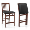 Set of 2/4 Folding Counter Height Bar Stools, 24.5" Portable Kitchen Island Chairs with Padded Seat & Rubber Wood Legs, No Assembly Needed