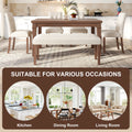 Euroco 6 - Piece Wood Dining Table Set for 6, Modern Rectangular Kitchen Table with 4 Upholstered Chairs & Bench for Kitchen Dining Room, Walnut