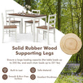 5-Piece Dining Table Set for 4, Wood Kitchen Table & 4 Chairs w/ Rubber Wood Legs, Mid-Century Modern Farmhouse Dinette Set for Small Spaces