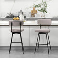 Swivel Bar Stools Set of 2, 29" Upholstered Bar Height Chairs with Back, Heavy-Duty Metal Legs & Footrest for Kitchen Island, Home Bar