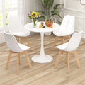 Modern 5-Piece Round Dining Table Set for 4, 32" Kitchen Table with 4 Chairs & Solid Wood Legs, Dinette Set for Small Spaces
