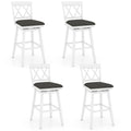 Swivel Bar Stools Set of 2, 29" Bar Height Chairs with Back, Padded Seat & Rubber Wood Frame, Farmhouse Barstools for Kitchen Island