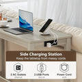 4-Piece Bar Table Set with Charging Station, 59" Counter Height Breakfast Nook Dining Set with 3 Padded Stools for Kitchen, Dinette & Small Spaces