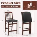 Set of 2/4 Folding Counter Height Bar Stools, 24.5" Portable Kitchen Island Chairs with Padded Seat & Rubber Wood Legs, No Assembly Needed