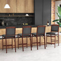 Set of 2 Folding Counter Height Bar Stools, 24.5" Kitchen Island Bar Chairs w/ Padded Backrest & Seat, Rubber Wood Legs, No Assembly Needed