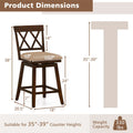 Swivel Bar Stools Set of 2, 24" Counter Height Chairs with Back, Padded Seat & Rubber Wood Frame, Farmhouse Barstools for Kitchen Island