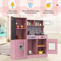 Large Wooden Kids Kitchen Playset, Little Chef Pretend Toy Kitchen Set w/Chalkboard, Microwave, Real Sounds & Lights for Toddlers Age 3+