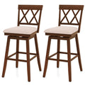 Swivel Bar Stools Set of 2, 29" Bar Height Chairs with Back, Padded Seat & Rubber Wood Frame, Farmhouse Barstools for Kitchen Island