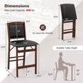 Set of 2 Folding Counter Height Bar Stools, 24.5" Kitchen Island Bar Chairs w/ Padded Backrest & Seat, Rubber Wood Legs, No Assembly Needed