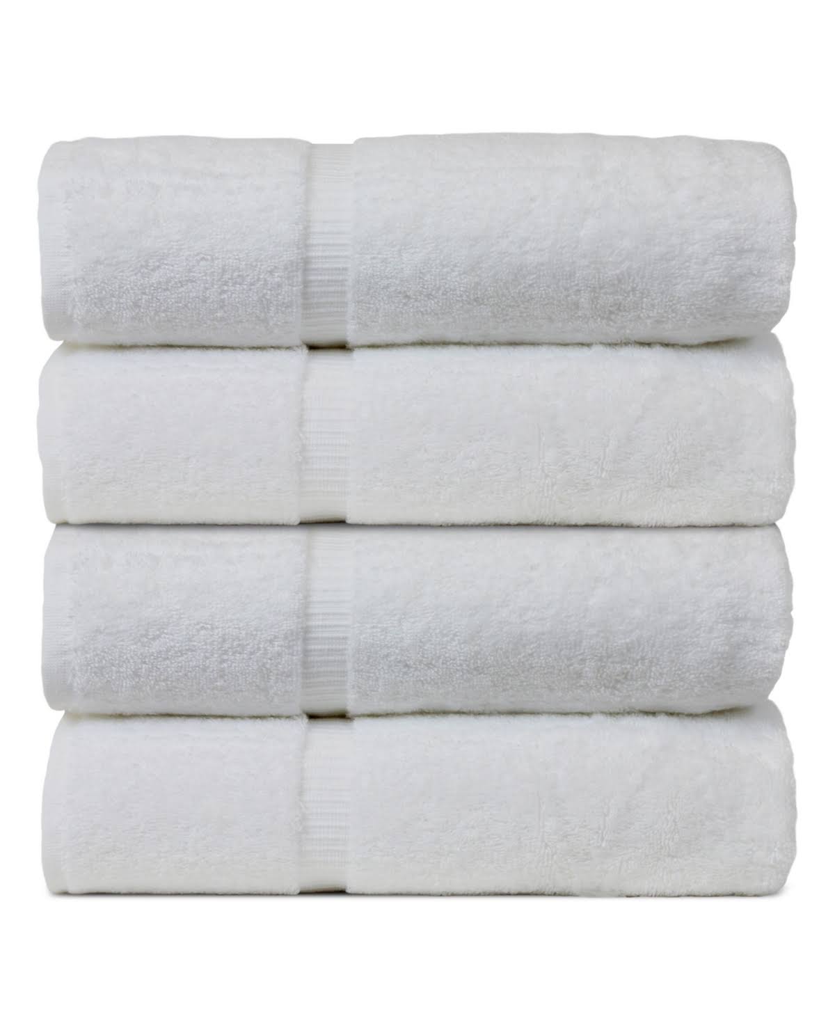 Bare Cotton Luxury Hotel & Spa Towel 100% Genuine Turkish Cotton Bath Towels - White - Dobby Border - Set of 4