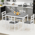 5-Piece Dining Table Set for 4, Wood Kitchen Table & 4 Chairs w/ Rubber Wood Legs, Mid-Century Modern Farmhouse Dinette Set for Small Spaces