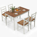 5-Piece Dining Table Set for 4, Wood Kitchen Table & 4 Chairs w/ Rubber Wood Legs, Mid-Century Modern Farmhouse Dinette Set for Small Spaces