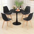 Modern 5-Piece Round Dining Table Set for 4, 32" Kitchen Table with 4 Chairs & Solid Wood Legs, Dinette Set for Small Spaces