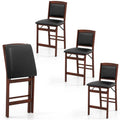 Set of 2 Folding Counter Height Bar Stools, 24.5" Kitchen Island Bar Chairs w/ Padded Backrest & Seat, Rubber Wood Legs, No Assembly Needed