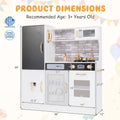 Large Wooden Kids Kitchen Playset, Little Chef Pretend Toy Kitchen Set w/Chalkboard, Microwave, Real Sounds & Lights for Toddlers Age 3+