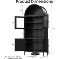 AECOJOY 73" Kitchen Pantry, Metal Arched Cabinet with Glass Door & Adjustable Shelves