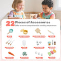 Corner Kids Kitchen Playset with Trash Can, Real Lights & Sounds, 2-Door Fridge, 22 Accessories, Wooden Pretend Play Kitchen for Toddlers 3+