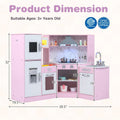 Corner Wooden Kids Kitchen Playset, Little Chef Pretend Toy Kitchen Set w/ Microwave, Range Hood, Washing Basin, Lights & Sounds for Toddlers