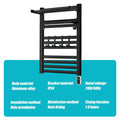Heated Towel Rack Aluminum Heater Bathroom Warmer Shelf, Remote Control, 10 Rails+ 6 Hooks
