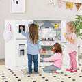 Corner Wooden Kids Kitchen Playset, Little Chef Pretend Toy Kitchen Set w/ Microwave, Range Hood, Washing Basin, Lights & Sounds for Toddlers
