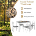 5-Piece Dining Table Set for 4, Wood Kitchen Table & 4 Chairs w/ Rubber Wood Legs, Mid-Century Modern Farmhouse Dinette Set for Small Spaces