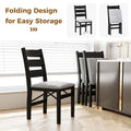 Modern Upholstered Folding Dining Chairs Set of 2/4, Rubber Wood Armless Kitchen Chairs with Slatted Backrest, Padded Seat for Living & Dining Room