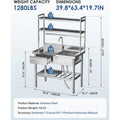 AECOJOY Stainless Steel Utility Sink with Shelves, Free Standing Single Bowl Commercial Kitchen Sinks