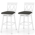 Swivel Bar Stools Set of 2, 29" Bar Height Chairs with Back, Padded Seat & Rubber Wood Frame, Farmhouse Barstools for Kitchen Island