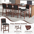 Set of 2 Folding Counter Height Bar Stools, 24.5" Kitchen Island Bar Chairs w/ Padded Backrest & Seat, Rubber Wood Legs, No Assembly Needed