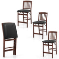 Set of 2/4 Folding Counter Height Bar Stools, 24.5" Portable Kitchen Island Chairs with Padded Seat & Rubber Wood Legs, No Assembly Needed