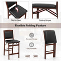 Set of 2 Folding Counter Height Bar Stools, 24.5" Kitchen Island Bar Chairs w/ Padded Backrest & Seat, Rubber Wood Legs, No Assembly Needed