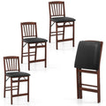 Set of 2/4 Folding Counter Height Bar Stools, 24.5" Portable Kitchen Island Chairs with Padded Seat & Rubber Wood Legs, No Assembly Needed