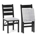 Modern Upholstered Folding Dining Chairs Set of 2/4, Rubber Wood Armless Kitchen Chairs with Slatted Backrest, Padded Seat for Living & Dining Room