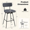 Swivel Bar Stools Set of 2, 29" Upholstered Bar Height Chairs with Back, Heavy-Duty Metal Legs & Footrest for Kitchen Island, Home Bar