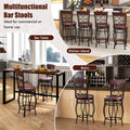 26" Vintage Swivel Bar Stools Set of 2, Counter Height Metal Barstools with Back & Upholstered PU Leather Padded Seat for Pub, Kitchen Island