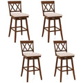 Swivel Bar Stools Set of 2, 29" Bar Height Chairs with Back, Padded Seat & Rubber Wood Frame, Farmhouse Barstools for Kitchen Island