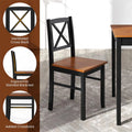 5-Piece Dining Table Set for 4, Mid-Century Modern Kitchen Table & 4 Chairs with Rubber Wood Legs & Cross Backrest, Space-Saving Dinette Set for Home
