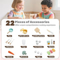 Corner Kids Kitchen Playset with Trash Can, Real Lights & Sounds, 2-Door Fridge, 22 Accessories, Wooden Pretend Play Kitchen for Toddlers 3+