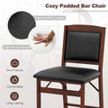 Set of 2 Folding Counter Height Bar Stools, 24.5" Kitchen Island Bar Chairs w/ Padded Backrest & Seat, Rubber Wood Legs, No Assembly Needed