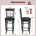 26" Vintage Swivel Bar Stools Set of 2, Counter Height Metal Barstools with Back & Upholstered PU Leather Padded Seat for Pub, Kitchen Island