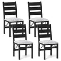 Modern Upholstered Folding Dining Chairs Set of 2/4, Rubber Wood Armless Kitchen Chairs with Slatted Backrest, Padded Seat for Living & Dining Room