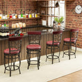 26" Vintage Swivel Bar Stools Set of 2, Counter Height Metal Barstools with Back & Upholstered PU Leather Padded Seat for Pub, Kitchen Island