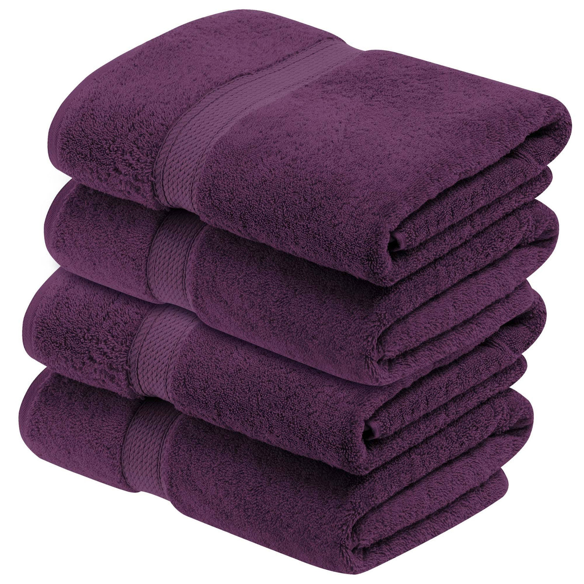 Superior Egyptian Cotton Plush Absorbent 4-pc Bath Towel Set ,Plum