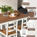 5-Piece Dining Table Set for 4, Wood Kitchen Table & 4 Chairs w/ Rubber Wood Legs, Mid-Century Modern Farmhouse Dinette Set for Small Spaces