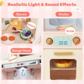 Corner Kids Kitchen Playset with Trash Can, Real Lights & Sounds, 2-Door Fridge, 22 Accessories, Wooden Pretend Play Kitchen for Toddlers 3+