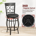 26" Vintage Swivel Bar Stools Set of 2, Counter Height Metal Barstools with Back & Upholstered PU Leather Padded Seat for Pub, Kitchen Island