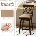 Swivel Bar Stools Set of 2, 24" Counter Height Chairs with Back, Padded Seat & Rubber Wood Frame, Farmhouse Barstools for Kitchen Island