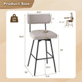 Swivel Bar Stools Set of 2, 29" Upholstered Bar Height Chairs with Back, Heavy-Duty Metal Legs & Footrest for Kitchen Island, Home Bar