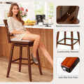 Swivel Bar Stools Set of 2, 29" Bar Height Chairs with Back, Padded Seat & Rubber Wood Frame, Farmhouse Barstools for Kitchen Island